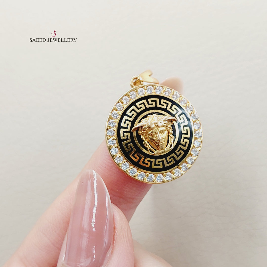 Enameled &amp;amp; Zircon Studded Virna Pendant  Made of 21K Yellow Gold by Saeed Jewelry-30947