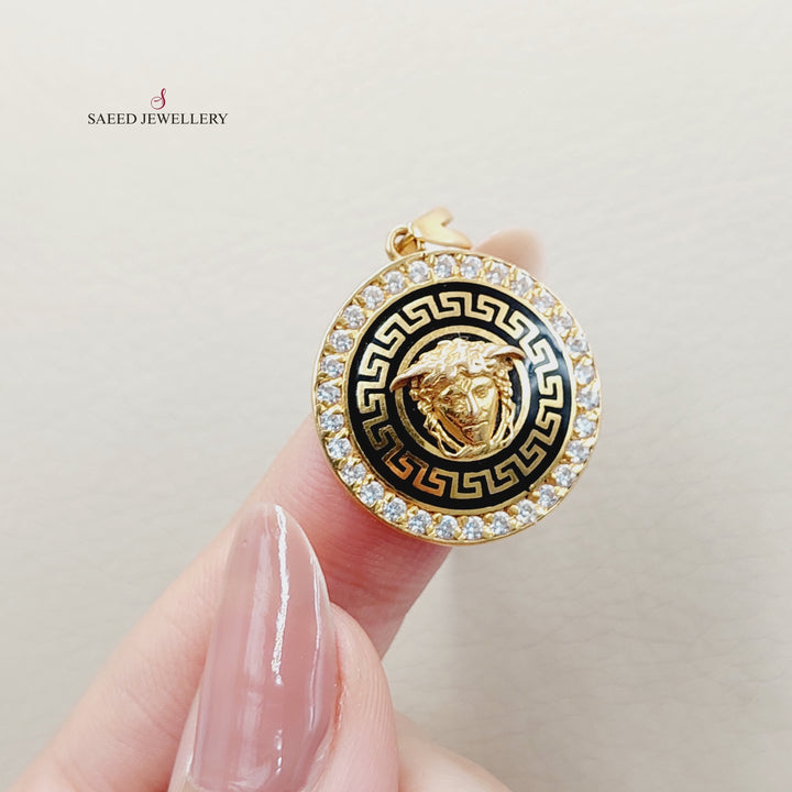 Enameled &amp;amp; Zircon Studded Virna Pendant  Made of 21K Yellow Gold by Saeed Jewelry-30947