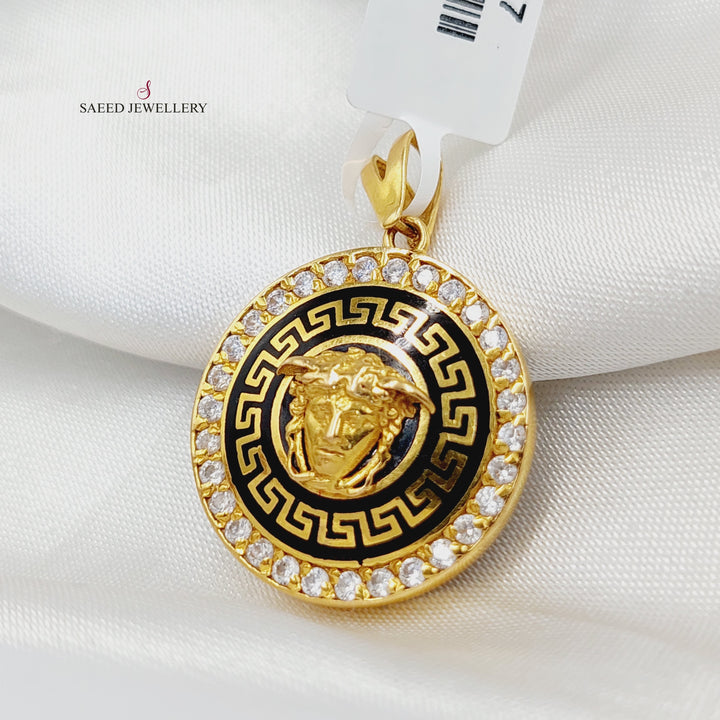 Enameled &amp;amp; Zircon Studded Virna Pendant  Made of 21K Yellow Gold by Saeed Jewelry-30947