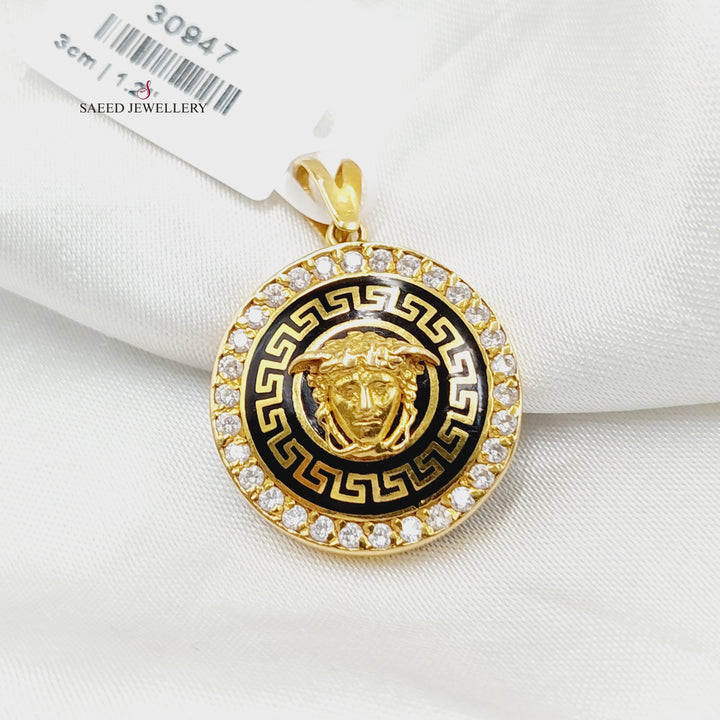 Enameled &amp;amp; Zircon Studded Virna Pendant  Made of 21K Yellow Gold by Saeed Jewelry-30947