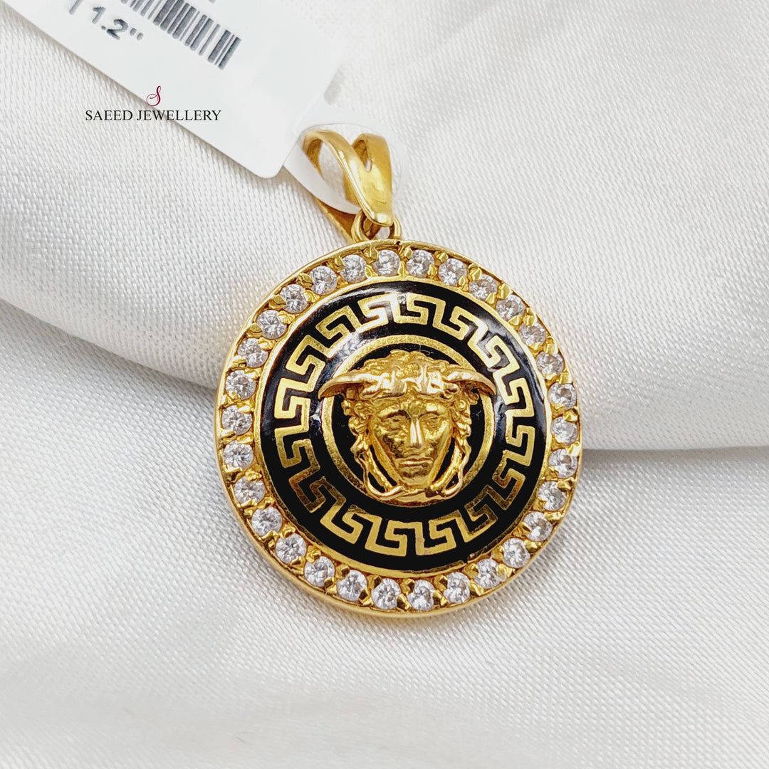 Enameled &amp;amp; Zircon Studded Virna Pendant  Made of 21K Yellow Gold by Saeed Jewelry-30947