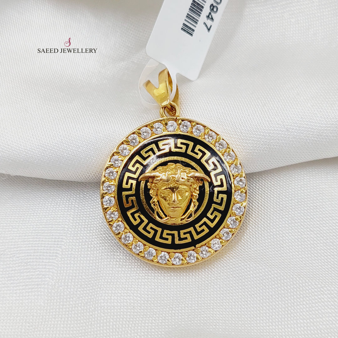 Enameled &amp;amp; Zircon Studded Virna Pendant  Made of 21K Yellow Gold by Saeed Jewelry-30947