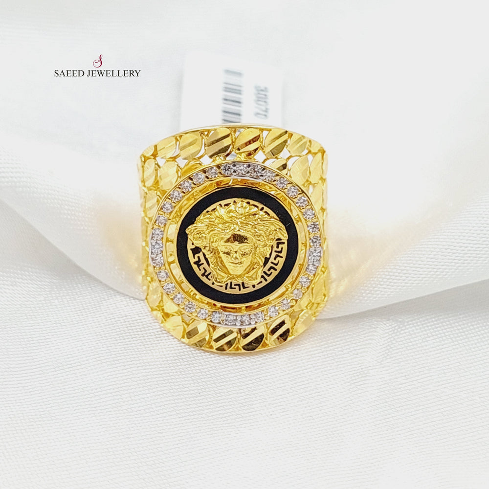 Enameled &amp; Zircon Studded Virna Ring  Made Of 21K Yellow Gold by Saeed Jewelry-30070