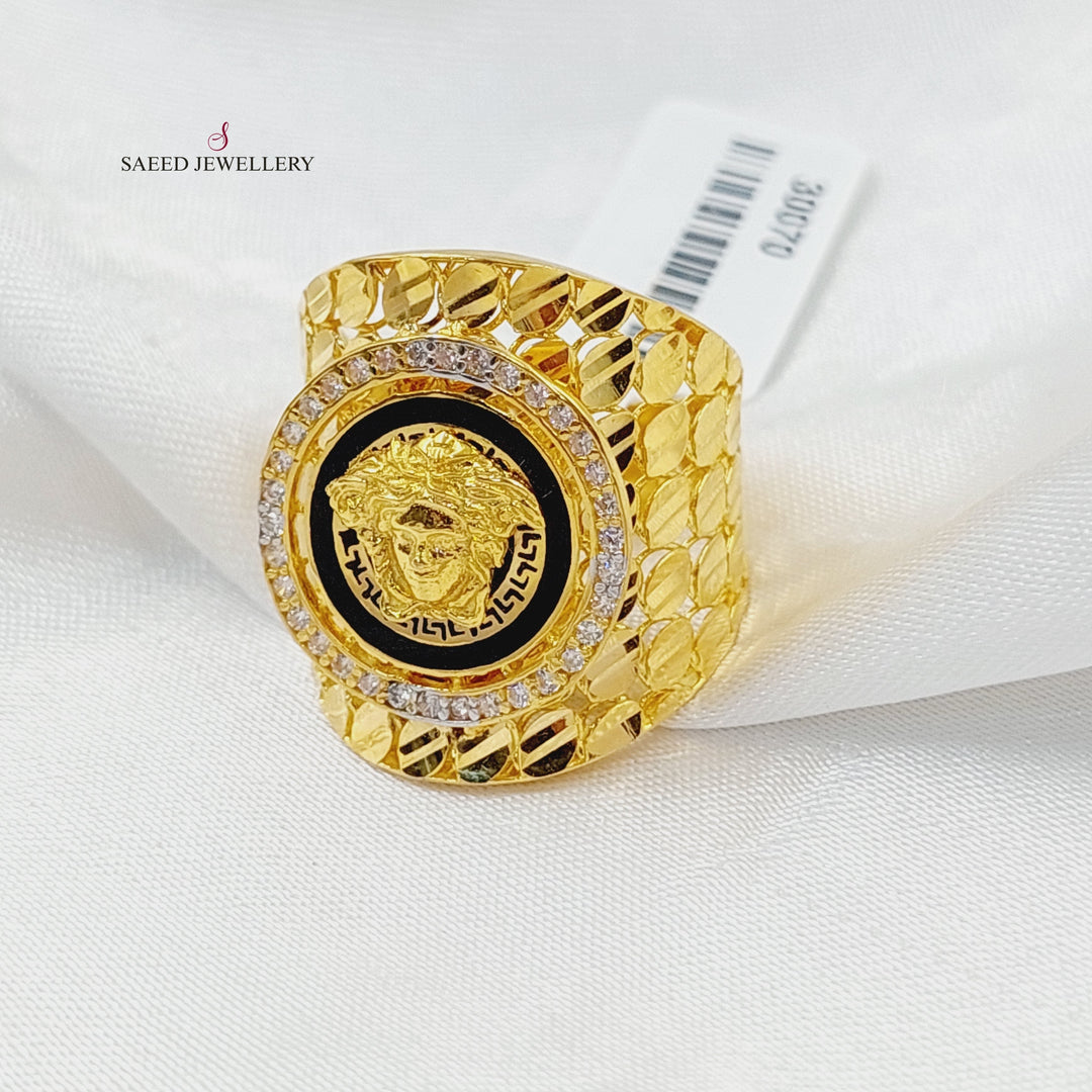 Enameled &amp;amp; Zircon Studded Virna Ring  Made Of 21K Yellow Gold by Saeed Jewelry-30070