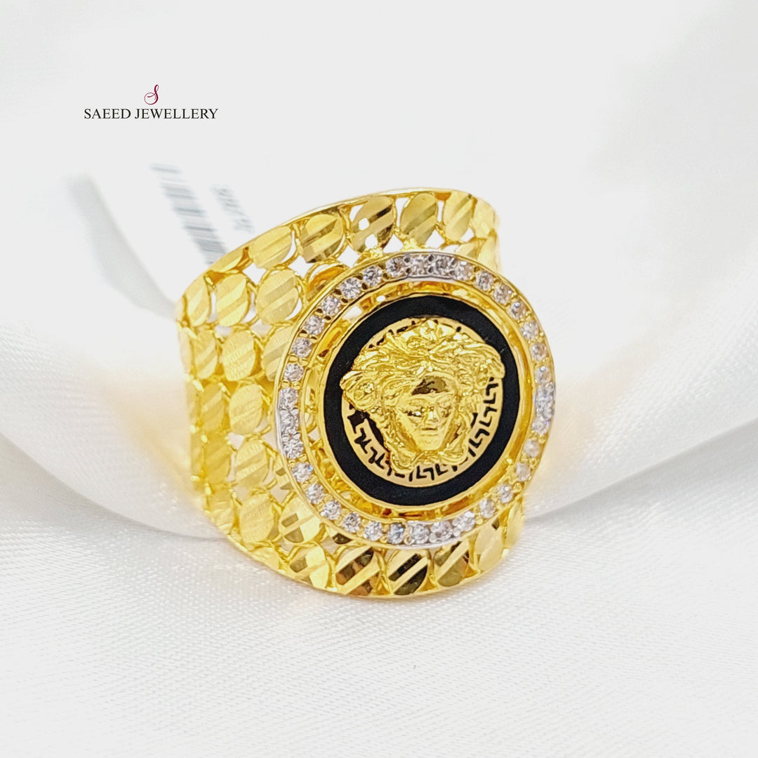 Enameled &amp;amp; Zircon Studded Virna Ring  Made Of 21K Yellow Gold by Saeed Jewelry-30070