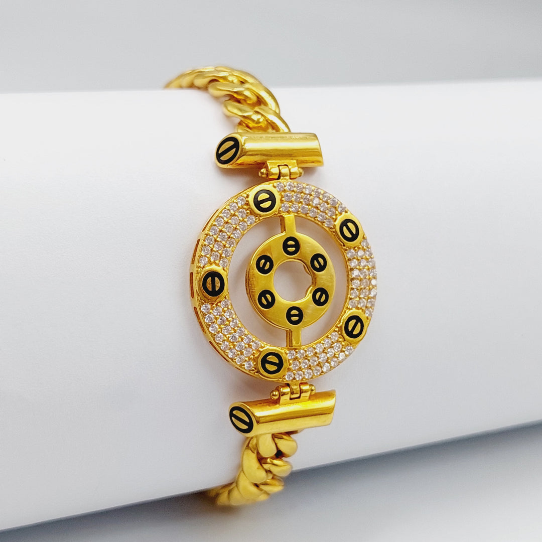 21K Gold Enameled & Zircon Studded Cuban Links Bracelet by Saeed Jewelry - Image 1