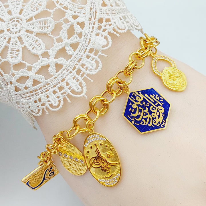 21K Gold Enameled & Zircon Studded Dandash Bracelet by Saeed Jewelry - Image 3