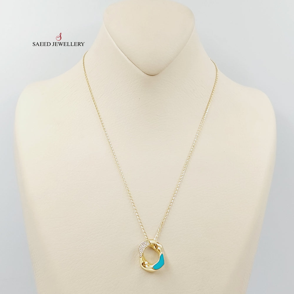 Enameled &amp; Zirconed Deluxe Necklace Made Of 18K Yellow Gold by Saeed Jewelry-27747