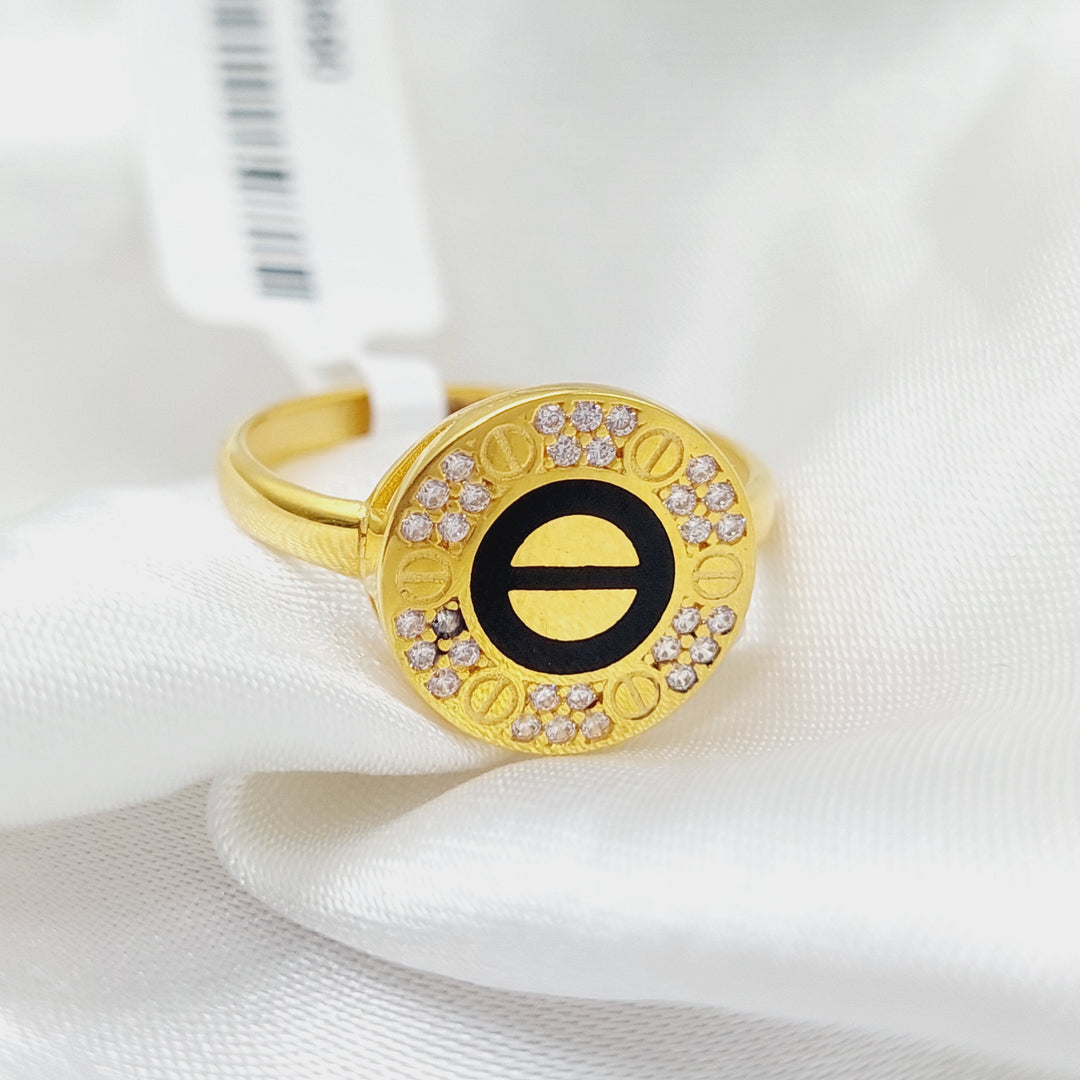 Enameled &amp; Zirconed Figaro Ring  Made Of 21K Yellow Gold by Saeed Jewelry-28690