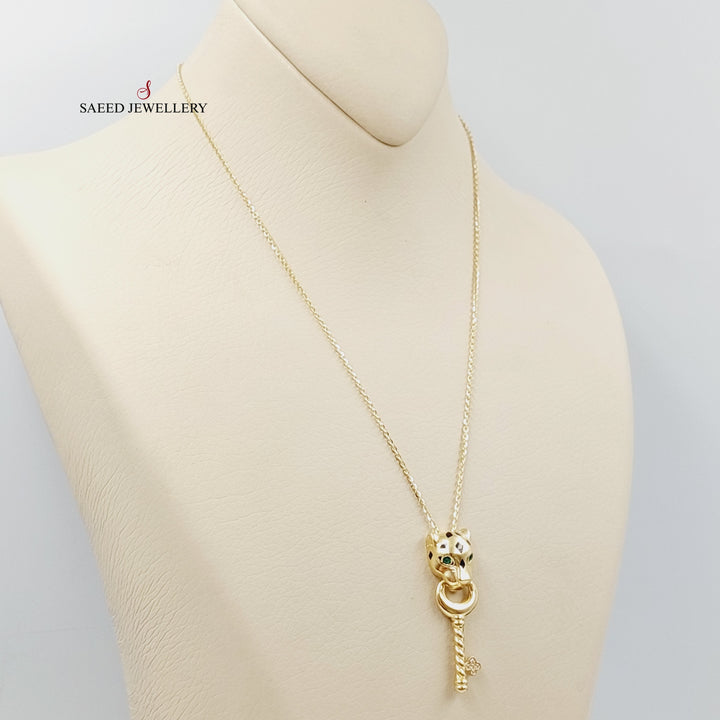 18K Gold Enameled & Zircon Studded Tiger Necklace by Saeed Jewelry - Image 4