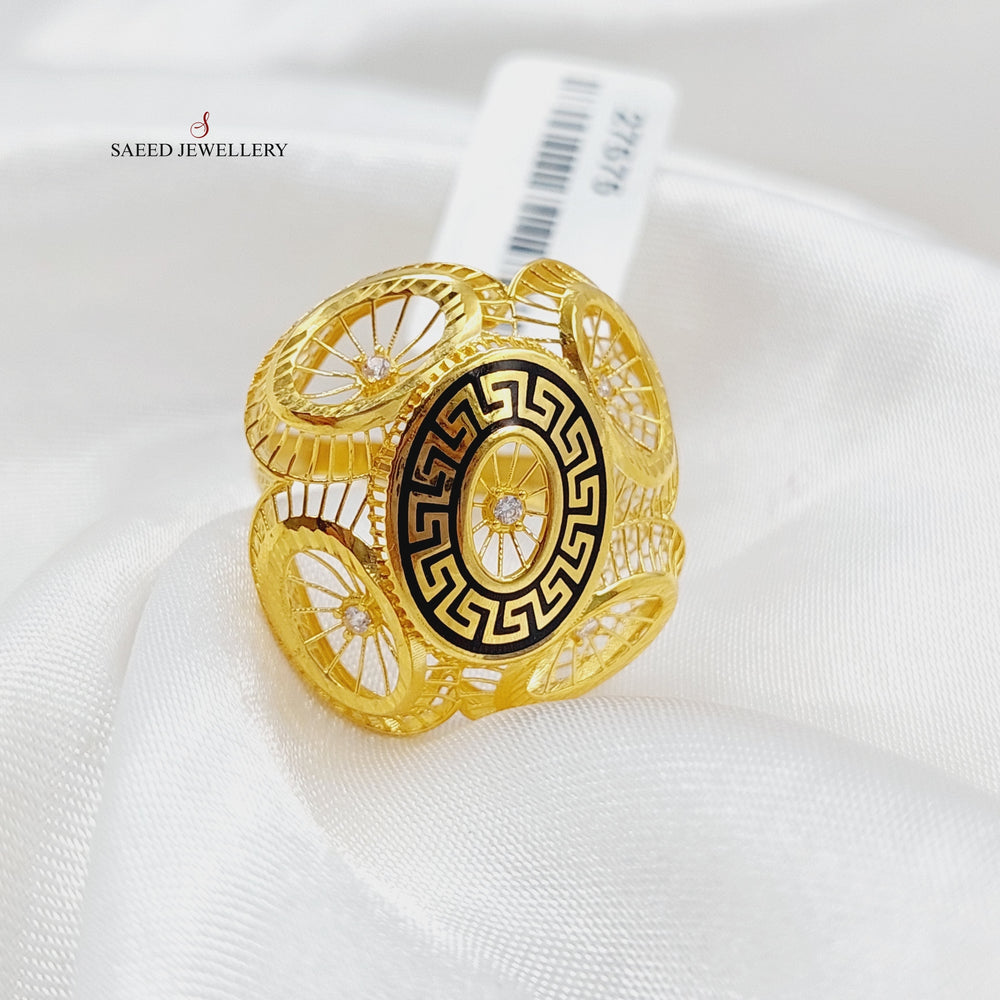 21K Gold Enameled & Zircon Studded Virna Ring by Saeed Jewelry - Image 2