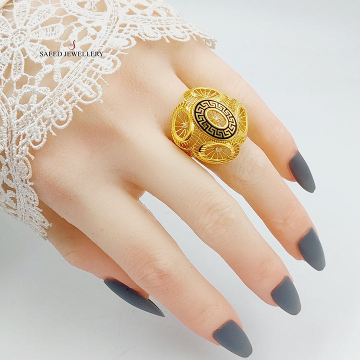 21K Gold Enameled & Zircon Studded Virna Ring by Saeed Jewelry - Image 4