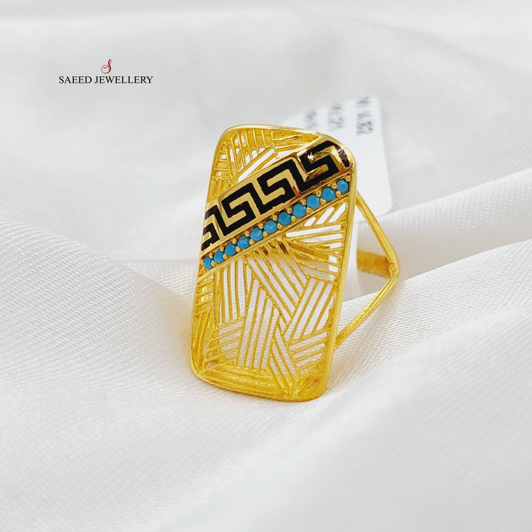 21K Gold Enameled & Zircon Studded Virna Ring by Saeed Jewelry - Image 1