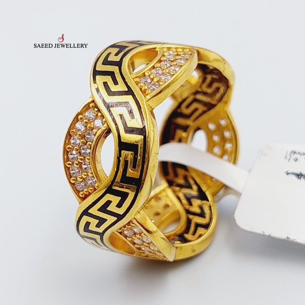 21K Gold Enameled & Zircon Studded Virna Wedding Ring by Saeed Jewelry - Image 5