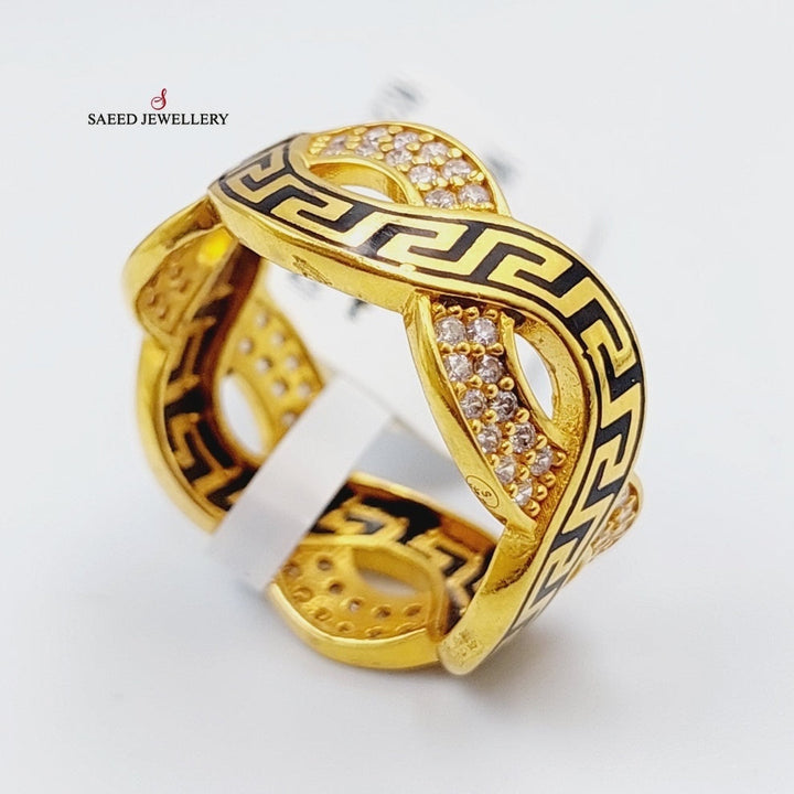 21K Gold Enameled & Zircon Studded Virna Wedding Ring by Saeed Jewelry - Image 1