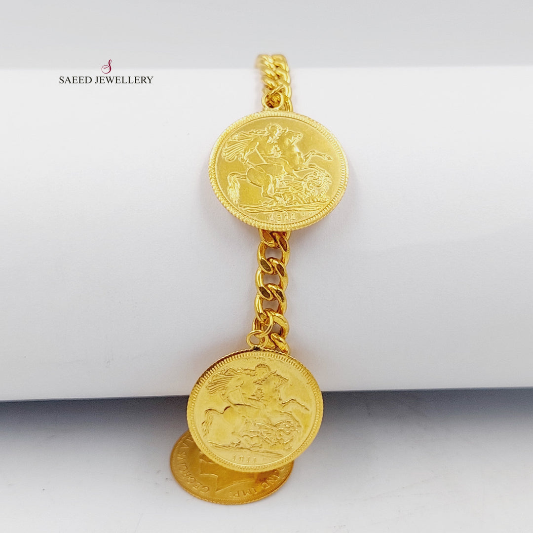 21K Gold English Lira Cuban Links Bracelet by Saeed Jewelry - Image 4