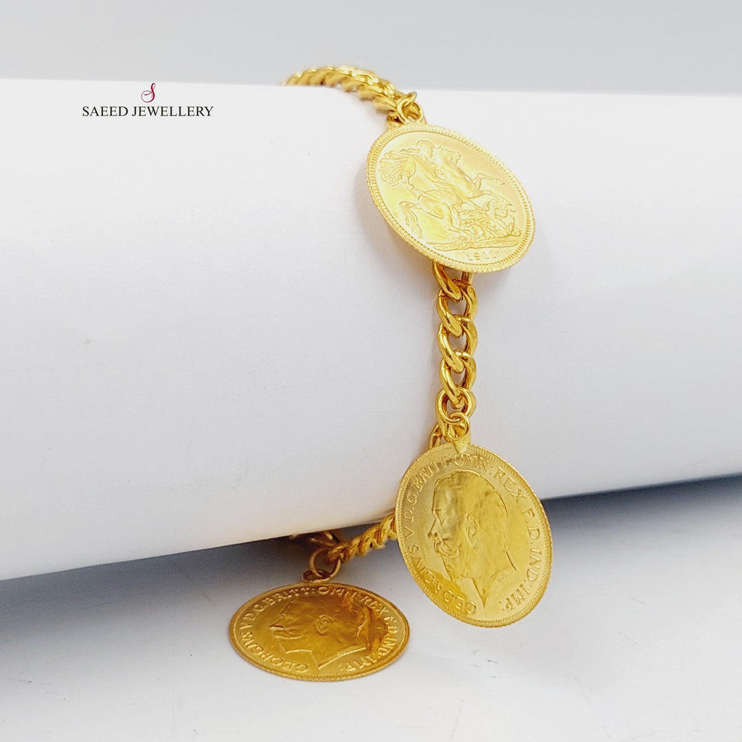 21K Gold English Lira Cuban Links Bracelet by Saeed Jewelry - Image 8