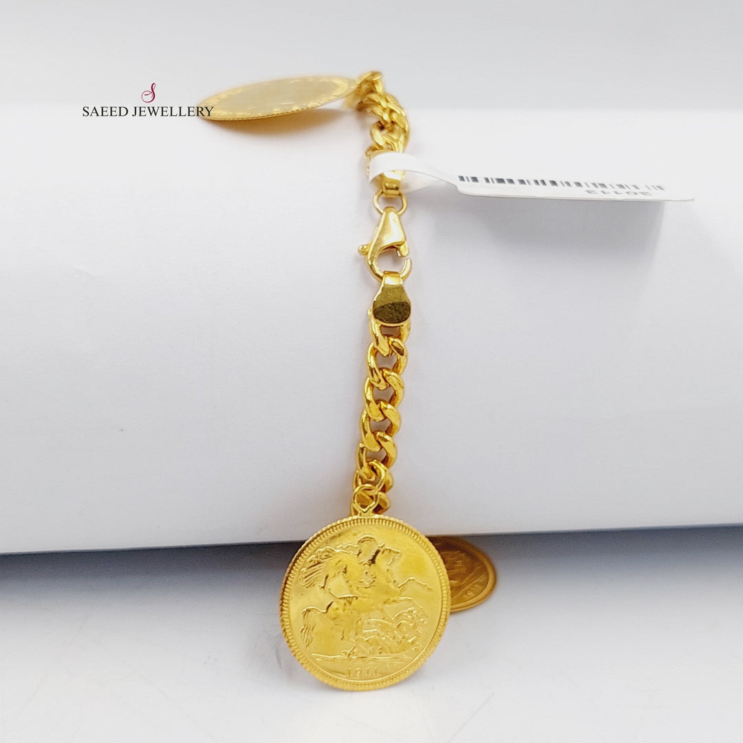 21K Gold English Lira Cuban Links Bracelet by Saeed Jewelry - Image 5