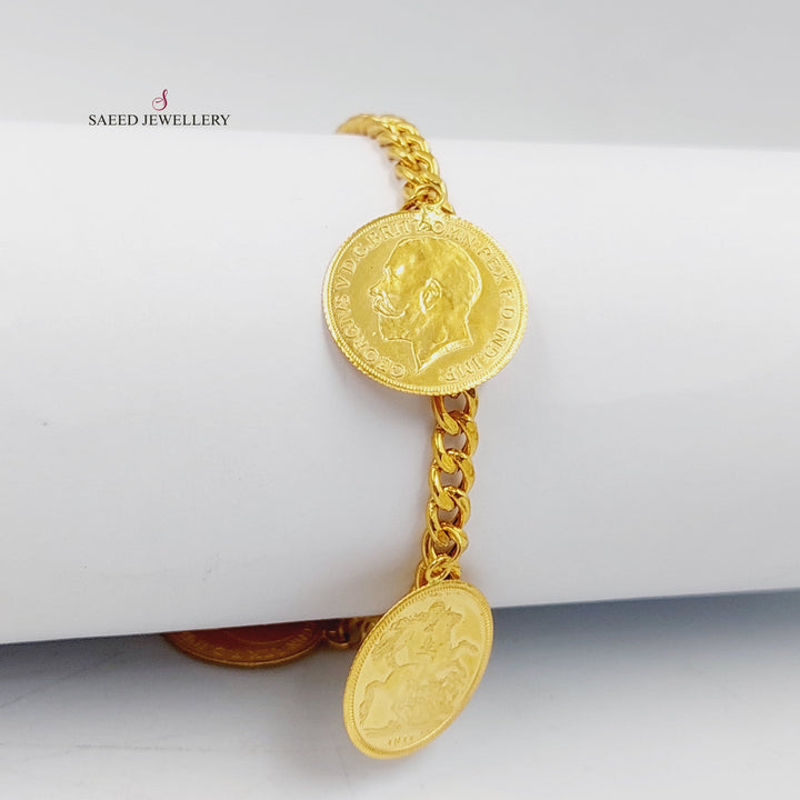 21K Gold English Lira Cuban Links Bracelet by Saeed Jewelry - Image 6