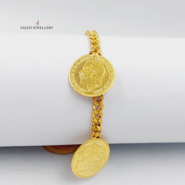 21K Gold English Lira Cuban Links Bracelet by Saeed Jewelry - Image 1