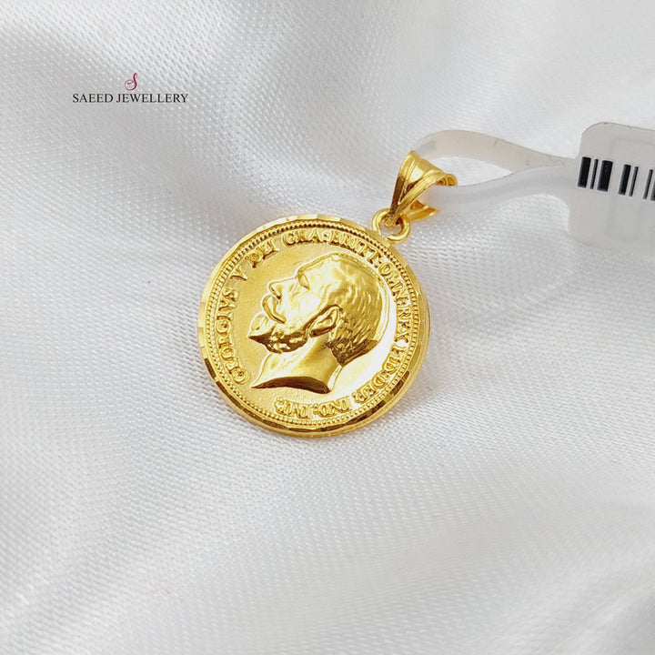 21K Gold English Lira Pendant by Saeed Jewelry - Image 5