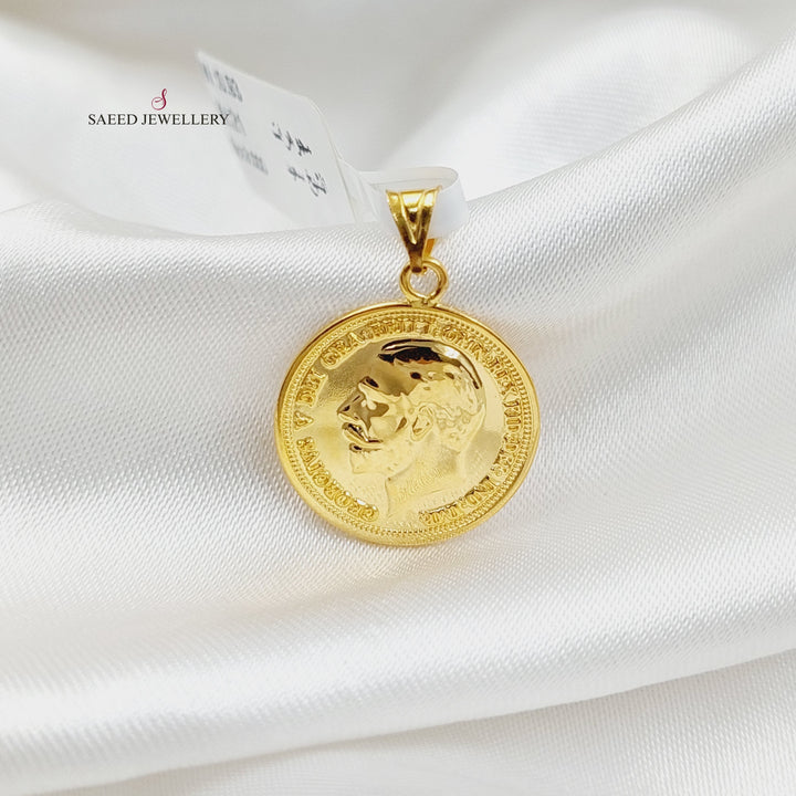 English Lira Pendant  Made Of 21K Yellow Gold by Saeed Jewelry-29763