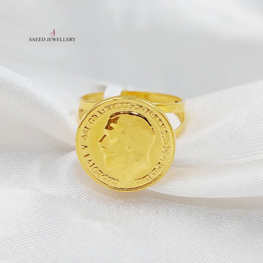 21K Gold English Lira Ring by Saeed Jewelry - Image 2