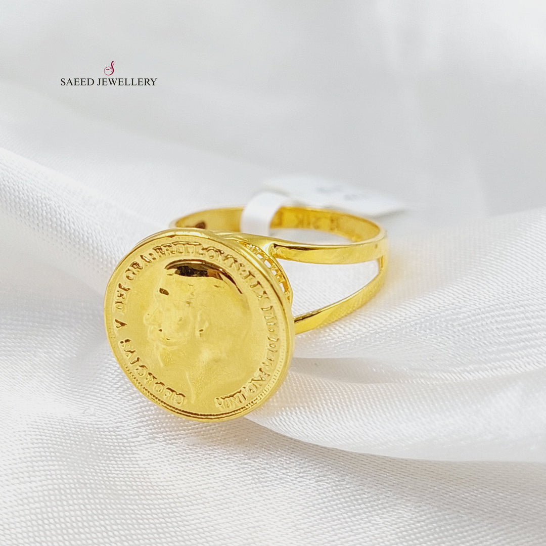 21K Gold English Lira Ring by Saeed Jewelry - Image 4