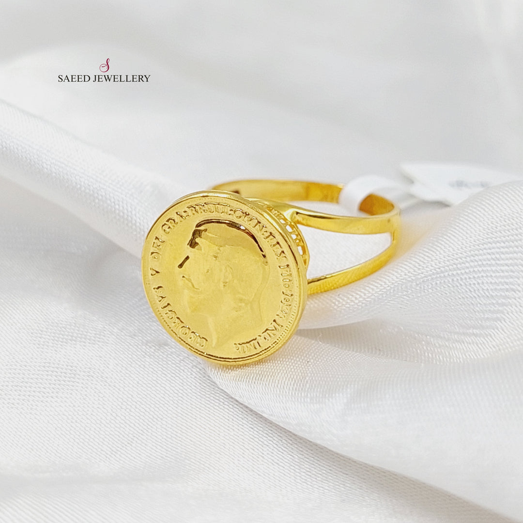 21K Gold English Lira Ring by Saeed Jewelry - Image 5