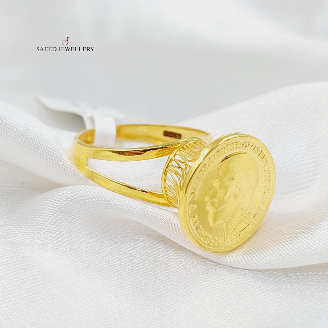 21K Gold English Lira Ring by Saeed Jewelry - Image 1