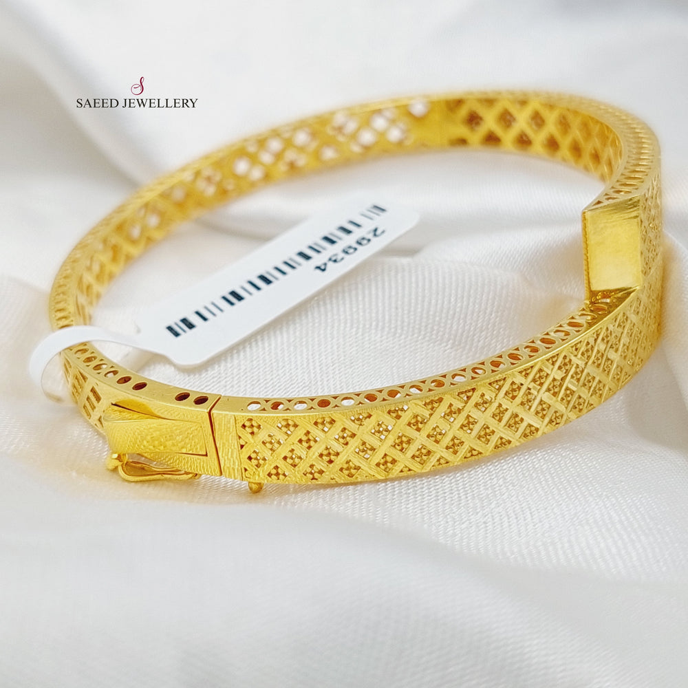 21K Gold Engraved Bangle Bracelet by Saeed Jewelry - Image 2