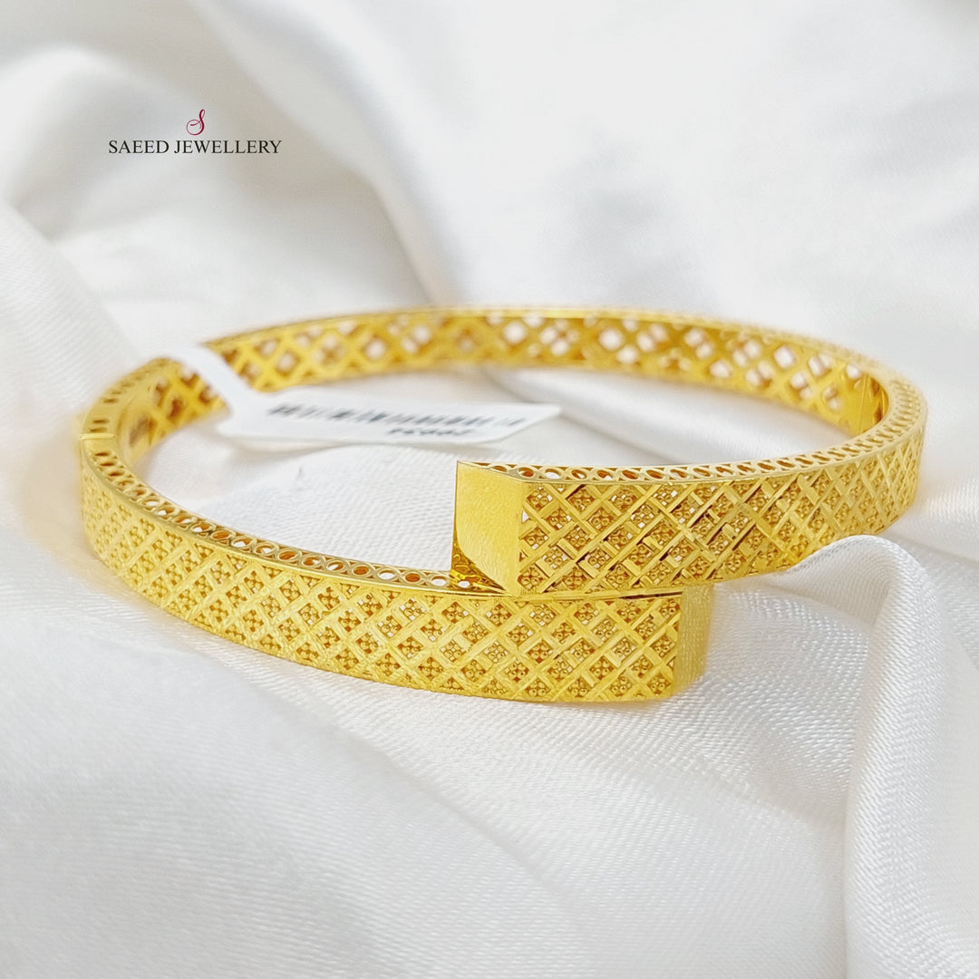 21K Gold Engraved Bangle Bracelet by Saeed Jewelry - Image 1