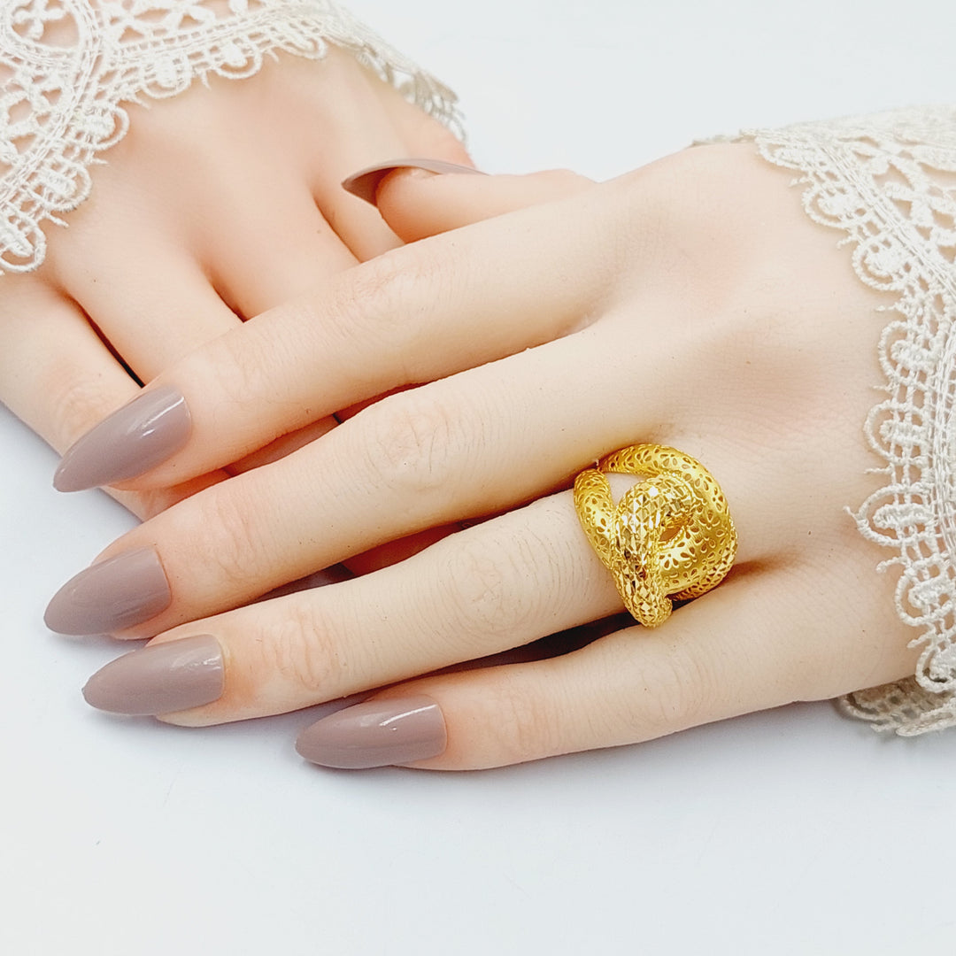 Engraved Belt Ring  Made of 21K Yellow Gold by Saeed Jewelry-31041