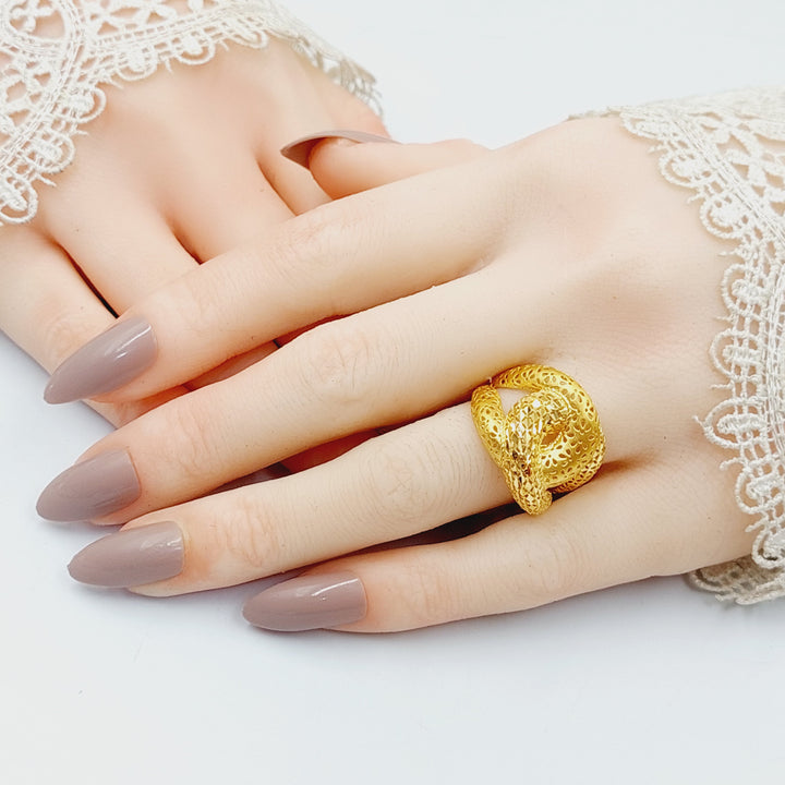 21K Gold Engraved Belt Ring by Saeed Jewelry - Image 4