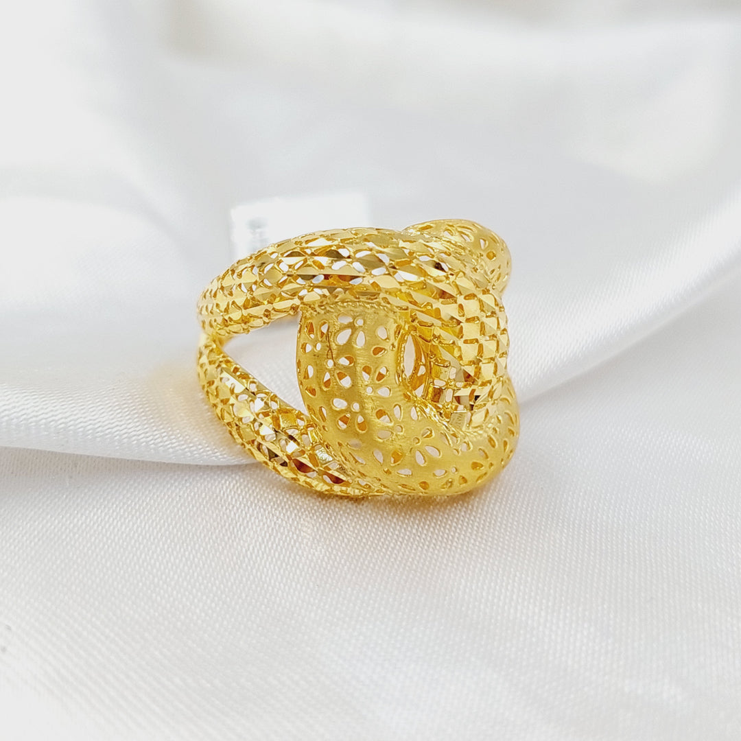 21K Gold Engraved Belt Ring by Saeed Jewelry - Image 1