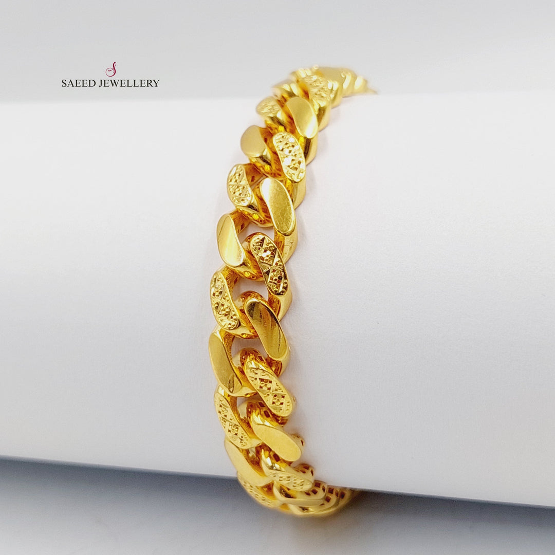 21K Gold Engraved Cuban Links Bracelet by Saeed Jewelry - Image 5