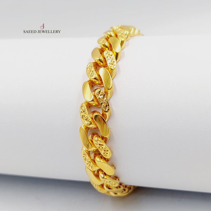 21K Gold Engraved Cuban Links Bracelet by Saeed Jewelry - Image 5