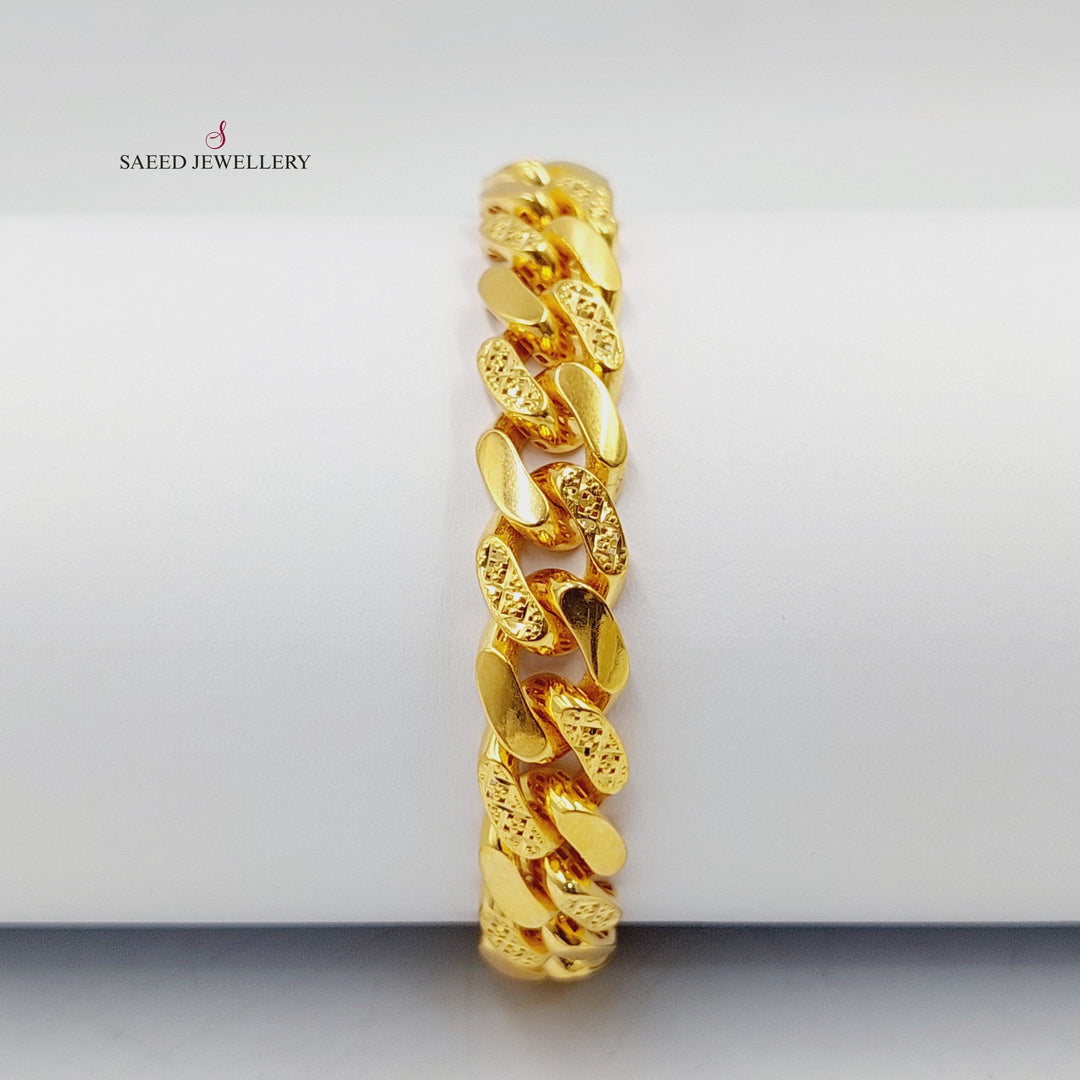 21K Gold Engraved Cuban Links Bracelet by Saeed Jewelry - Image 1