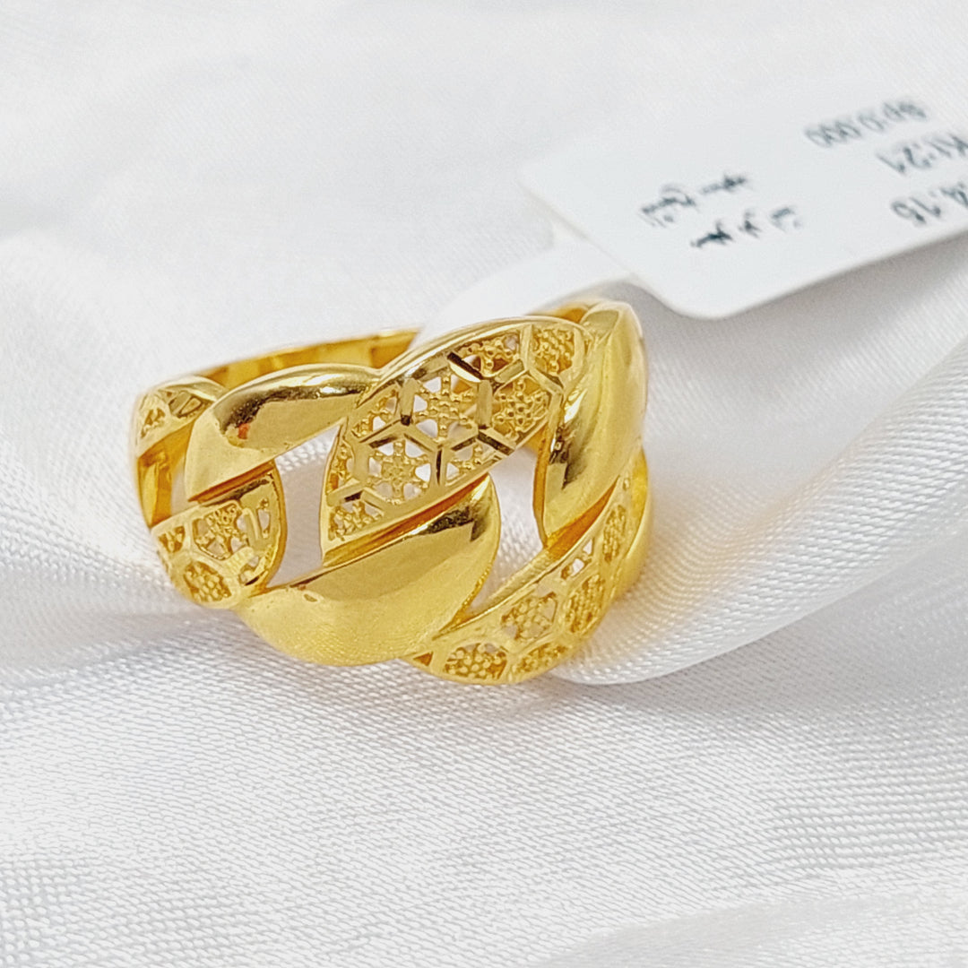 21K Gold Engraved Cuban Links Ring by Saeed Jewelry - Image 5