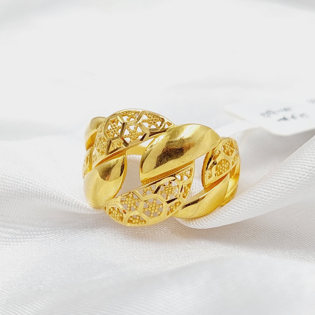 Engraved Cuban Links Ring  Made Of 21K Yellow Gold by Saeed Jewelry-29688