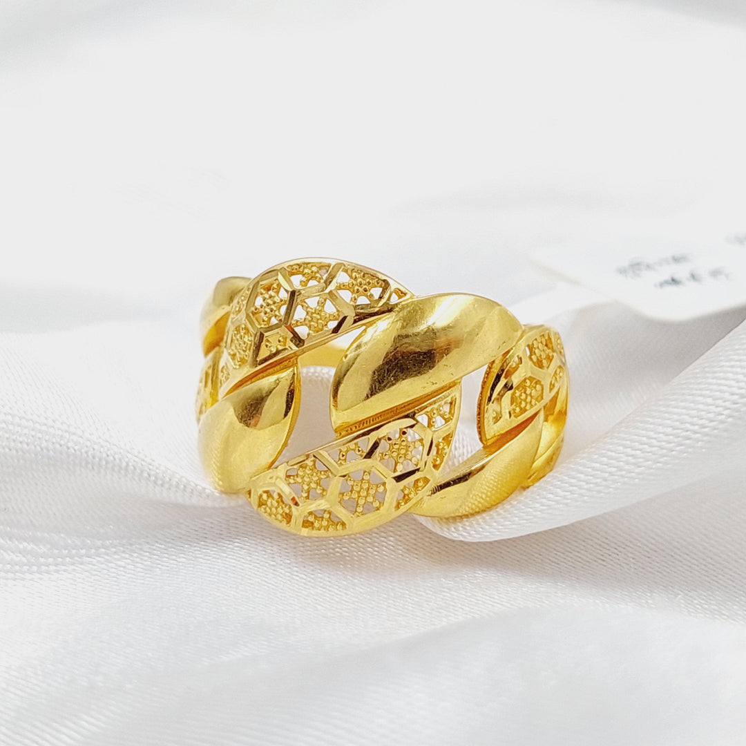 21K Gold Engraved Cuban Links Ring by Saeed Jewelry - Image 1