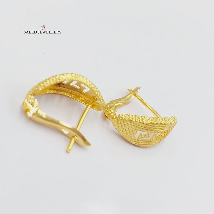 21K Gold Engraved Earrings by Saeed Jewelry - Image 3