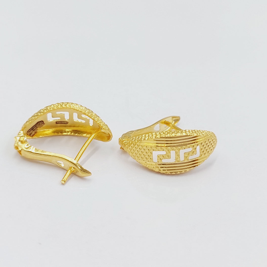 Engraved Earrings Made Of 21K Yellow Gold by Saeed Jewelry-28178