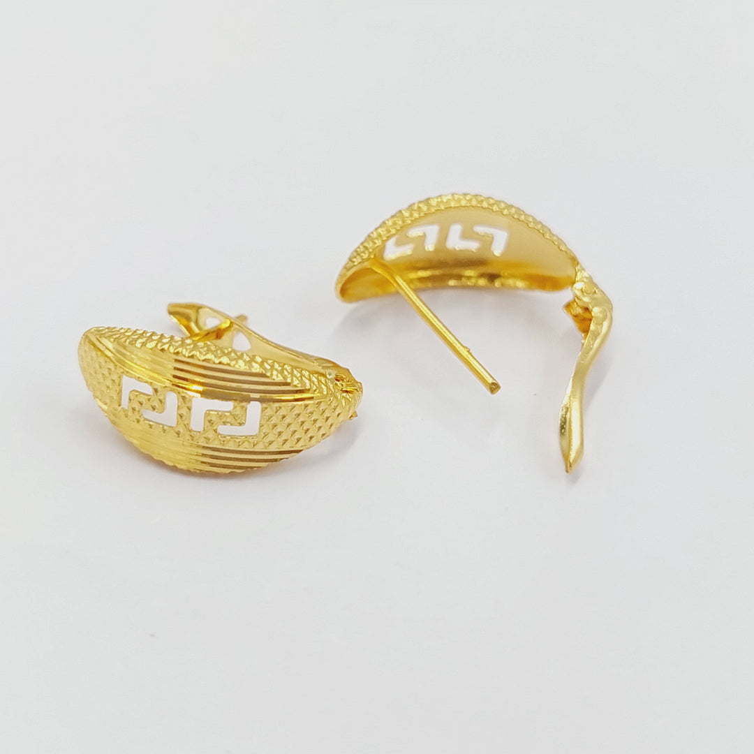 Engraved Earrings Made Of 21K Yellow Gold by Saeed Jewelry-28178