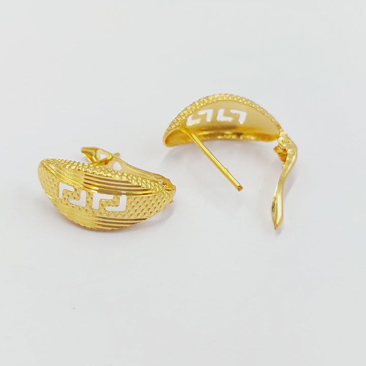 Engraved Earrings Made Of 21K Yellow Gold by Saeed Jewelry-28178