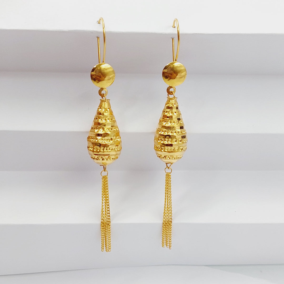 Engraved Earrings Made Of 21K Yellow Gold by Saeed Jewelry-28324