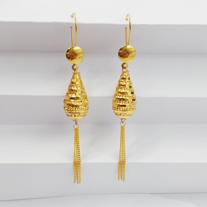 21K Gold Engraved Earrings by Saeed Jewelry - Image 4