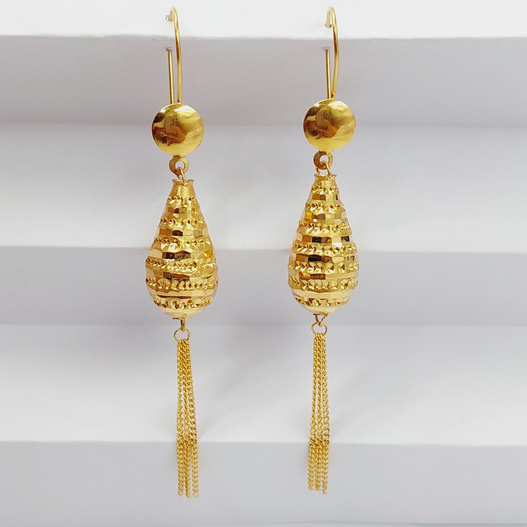 21K Gold Engraved Earrings by Saeed Jewelry - Image 1