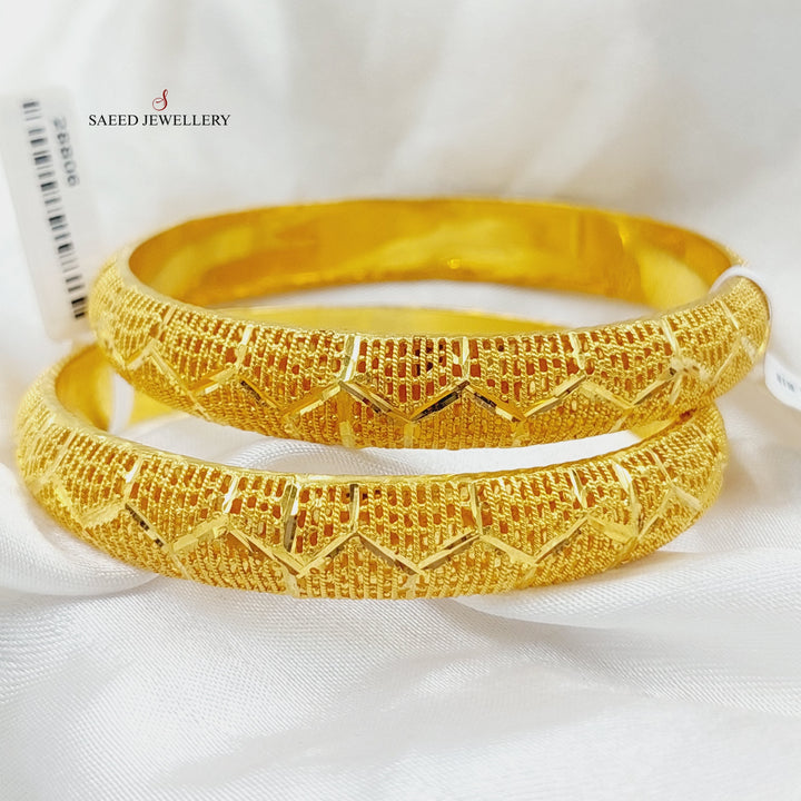 21K Gold Engraved Emirati Bangle by Saeed Jewelry - Image 1