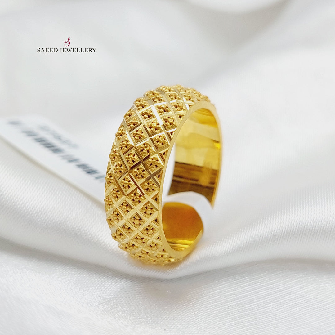 21K Gold Engraved Engagement Ring by Saeed Jewelry - Image 1